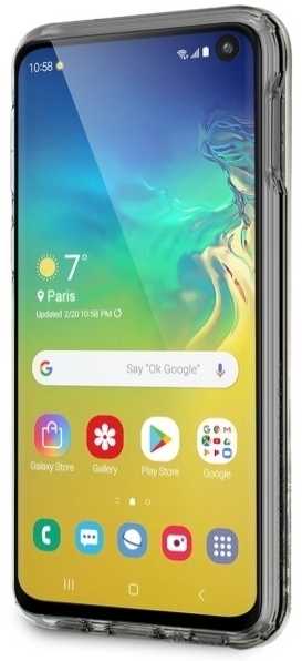 „Guess“ kietas dėklas „Samsung Galaxy S10e“ auksinei/blizgančioms širdelėms