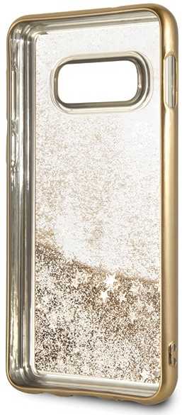 Dėklas Guess GUHCS10LPEOLGGO S10e G970 auksinė/auksinis hard case 4G Peony Liquid Glitter