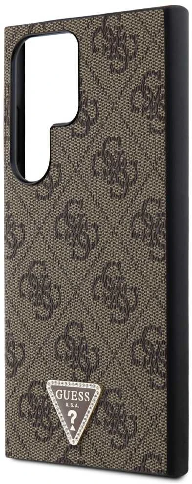Guess GUHCS24LPGS4TDW S24 Ultra S928 dėklas telefonui rudos spalvos Grip Stand 4G Triangle Strass