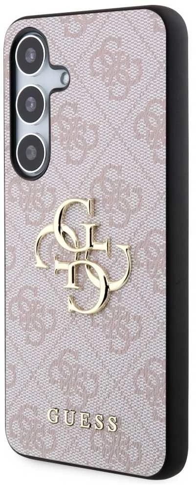 Guess PU 4G Metal Logo dėklas skirtas Samsung Galaxy S24 rožinės spalvos