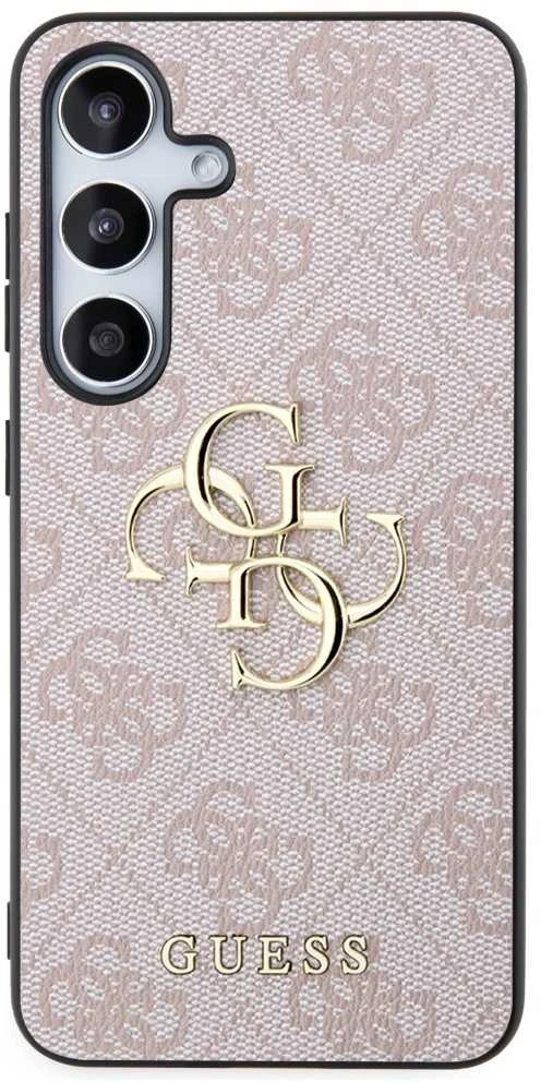 Guess PU 4G Metal Logo dėklas skirtas Samsung Galaxy S24 rožinės spalvos