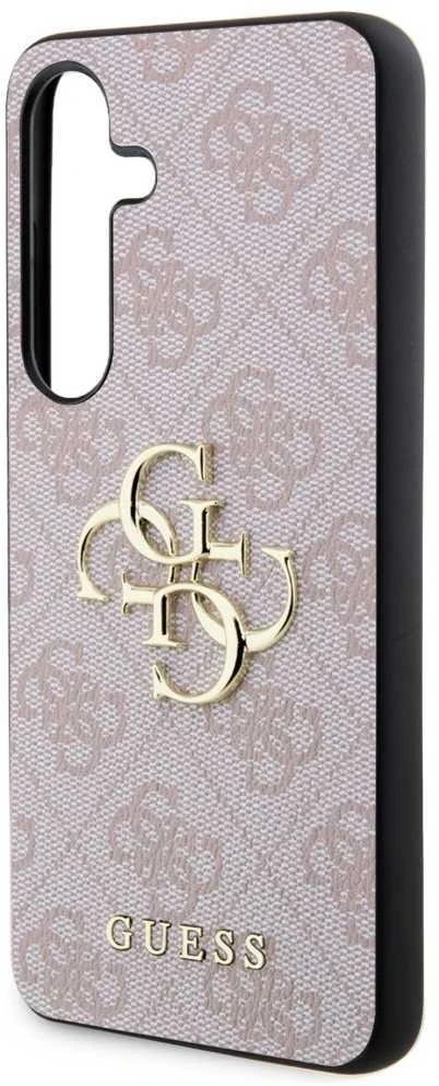 Guess PU 4G Metal Logo dėklas skirtas Samsung Galaxy S24 rožinės spalvos