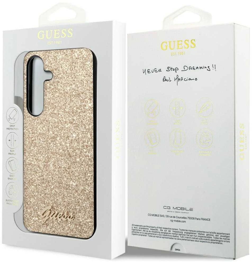 Guess GUHCS24SHGGSHD S24 S921 auksinis kietas dėklas Glitter Script