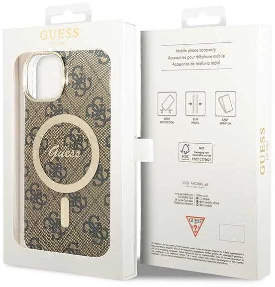 Guess GUHMP13MH4STW Apple iPhone 13 / 14 / 15 6.1″ rudos spalvos kietas dėklas 4G MagSafe