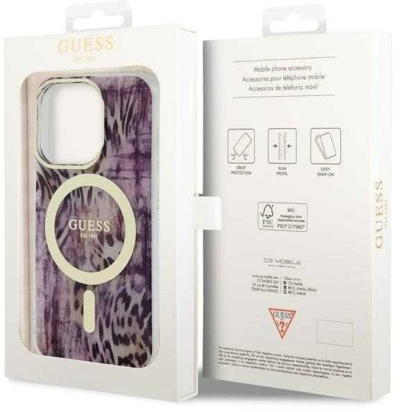 Dėklas GUESS GUHMP14LHLEOPWP IPHONE 14 PRO 6.1 "Rožinis/Rožinis HARDCASE LEOPARD MAGSAFE