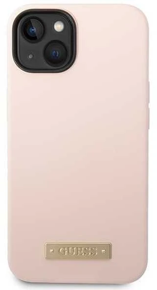 Guess Silicone Logo Plate MagSafe silikoninis dėklas iPhone 13/14/15