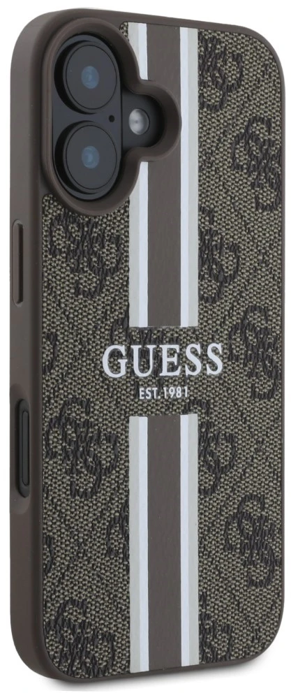 Guess GUHMP16SP4RPSW Apple iPhone 16 6.1" rudos spalvos kietas dėklas 4G Printed Stripes MagSafe