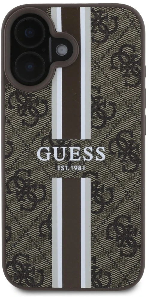 Guess GUHMP16SP4RPSW Apple iPhone 16 6.1" rudos spalvos kietas dėklas 4G Printed Stripes MagSafe