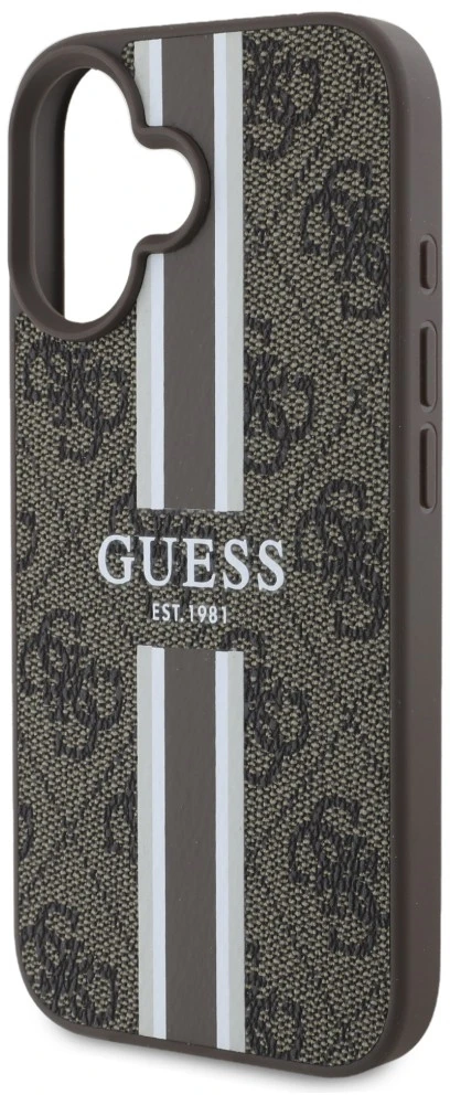 Guess GUHMP16SP4RPSW Apple iPhone 16 6.1" rudos spalvos kietas dėklas 4G Printed Stripes MagSafe