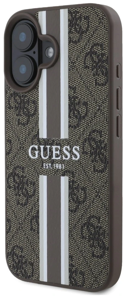 Guess GUHMP16SP4RPSW Apple iPhone 16 6.1" rudos spalvos kietas dėklas 4G Printed Stripes MagSafe