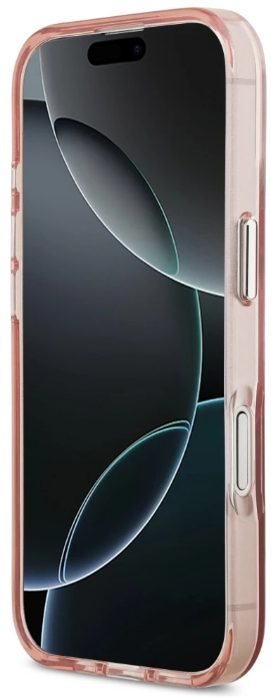 „Guess IML“ gradiento trikampio logotipo „MagSafe“ dėklas, skirtas „iPhone 17“, rožinis