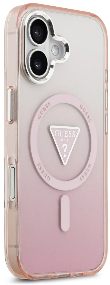 „Guess IML“ gradiento trikampio logotipo „MagSafe“ dėklas, skirtas „iPhone 17“, rožinis