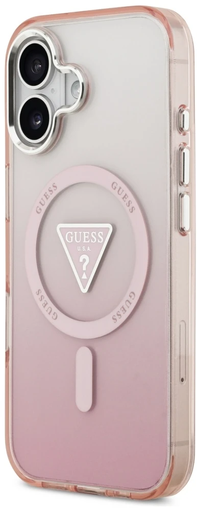 „Guess IML“ gradiento trikampio logotipo „MagSafe“ dėklas, skirtas „iPhone 17“, rožinis