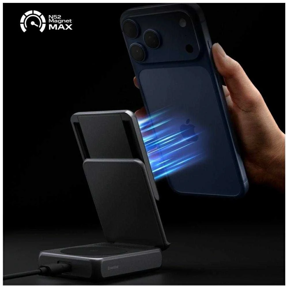 Įkroviklis Spigen Essential MagSafe 2-in-1+C Wireless Charger EF302MOQ, juodas