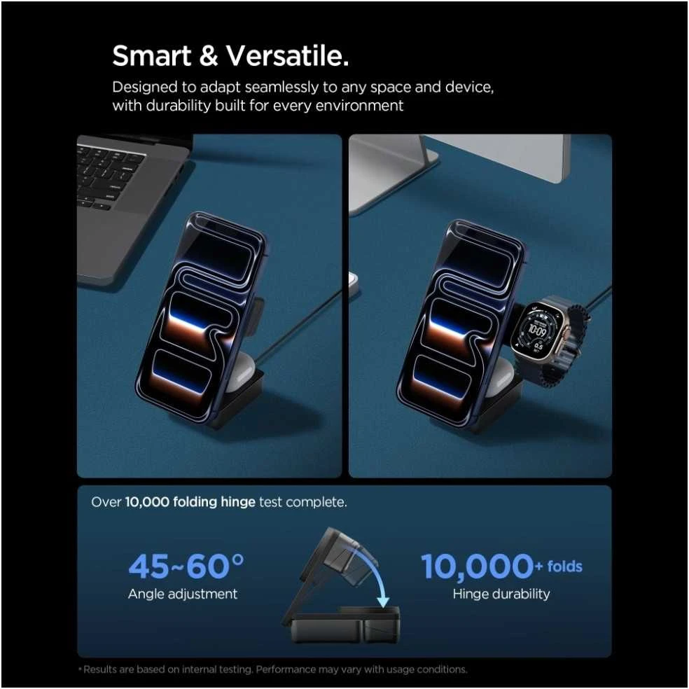 Įkroviklis Spigen Essential MagSafe 3-in-1 Wireless Charger EF323MQ, juodas