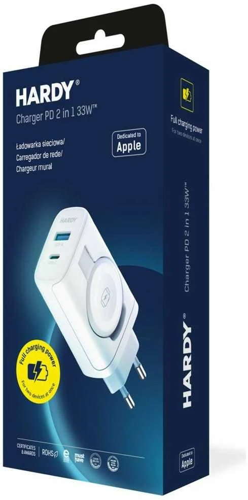 3Mk apsauginis indukcinis tinklo įkroviklis 3mk HARDY įkroviklis PD 2in1 33W USB-C USB-A - baltas