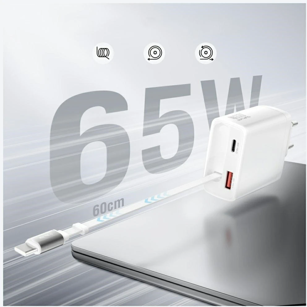Įkroviklis jungiama į tinklą 4smarts PDPlug Slim 65W GaN Jojo balta