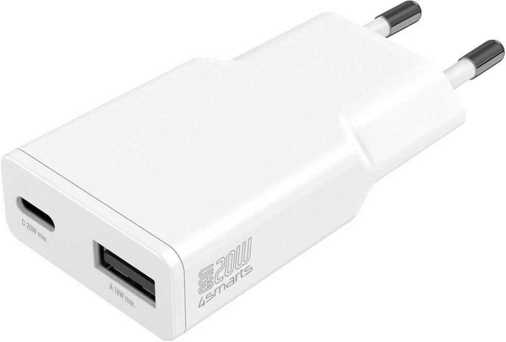 Įkroviklis 4smarts PDPlug Duos Slim GaN 1 USB-A 1 USB-C 20W (541122)