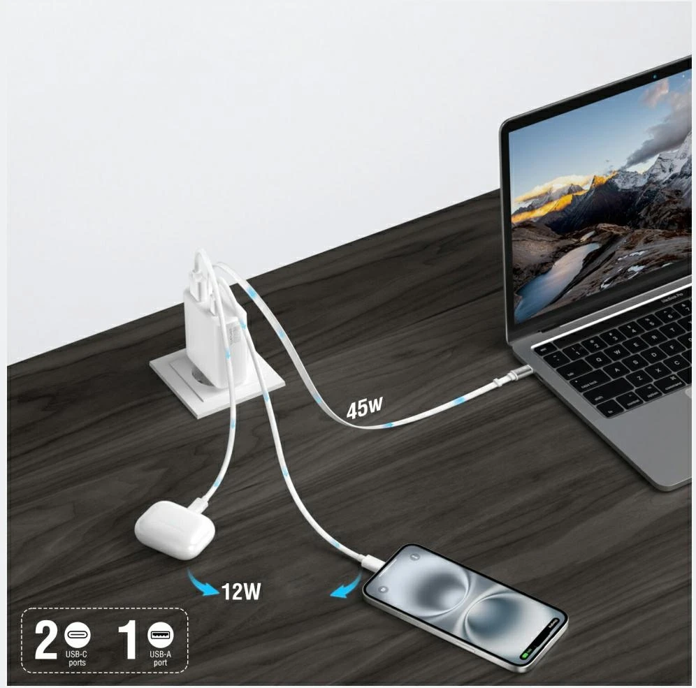 Įkroviklis jungiama į tinklą 4smarts PDPlug Slim 65W GaN Jojo balta