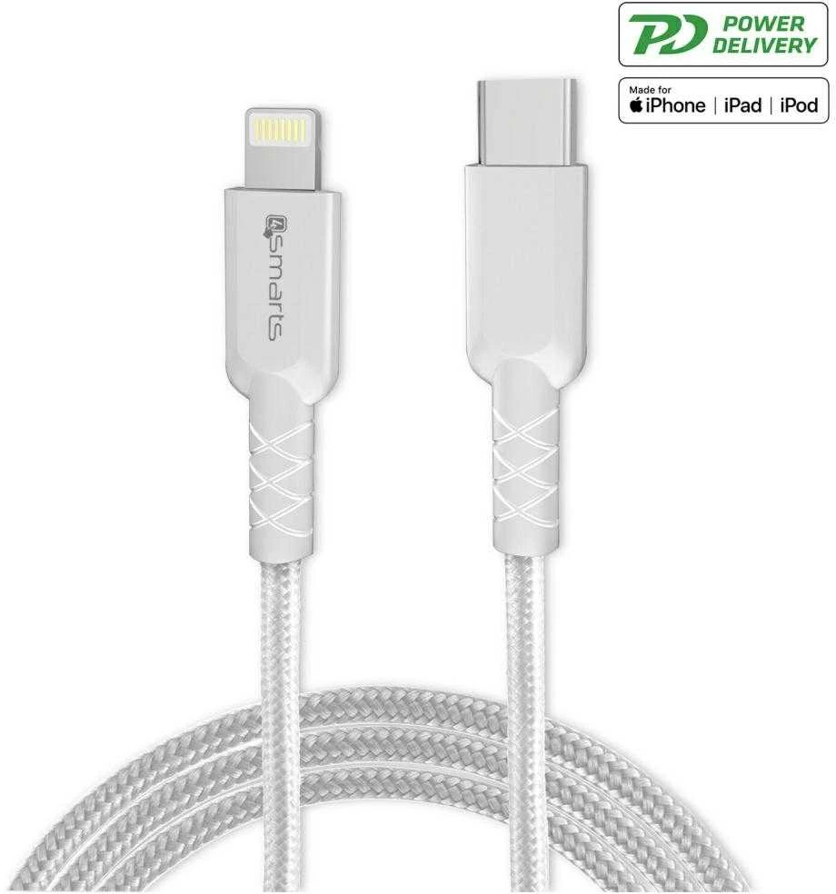 4smarts VoltPlug 20W PD USB-C Laidinis įkroviklis with USB-C to Lightning cable baltos spalvos