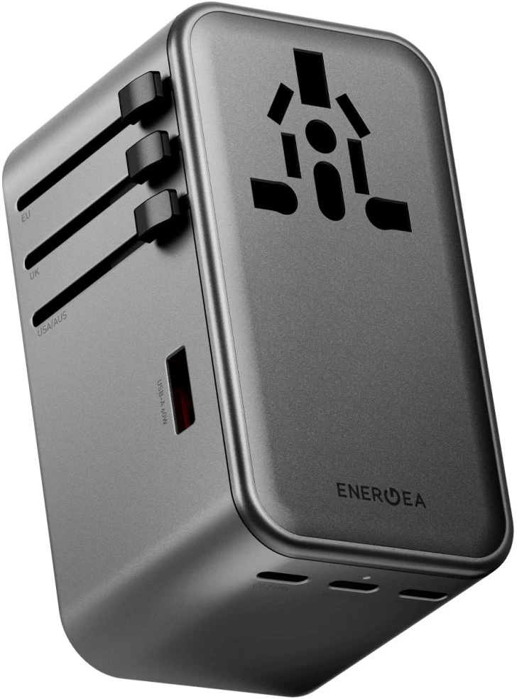 Įkroviklis jungiama į tinklą Energea TravelWorld Adapteris GaN 160W PD 3xUSBC/USB-A gunmetal