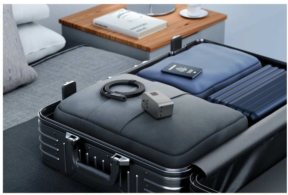 Įkroviklis jungiama į tinklą Energea TravelWorld Adapteris GaN 160W PD 3xUSBC/USB-A gunmetal
