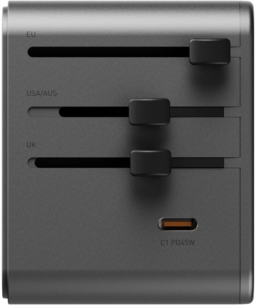 Įkroviklis jungiama į tinklą Energea TravelWorld Adapteris Mini GaN 45W PD 3xUSBC/2xUSB-A gunmetal