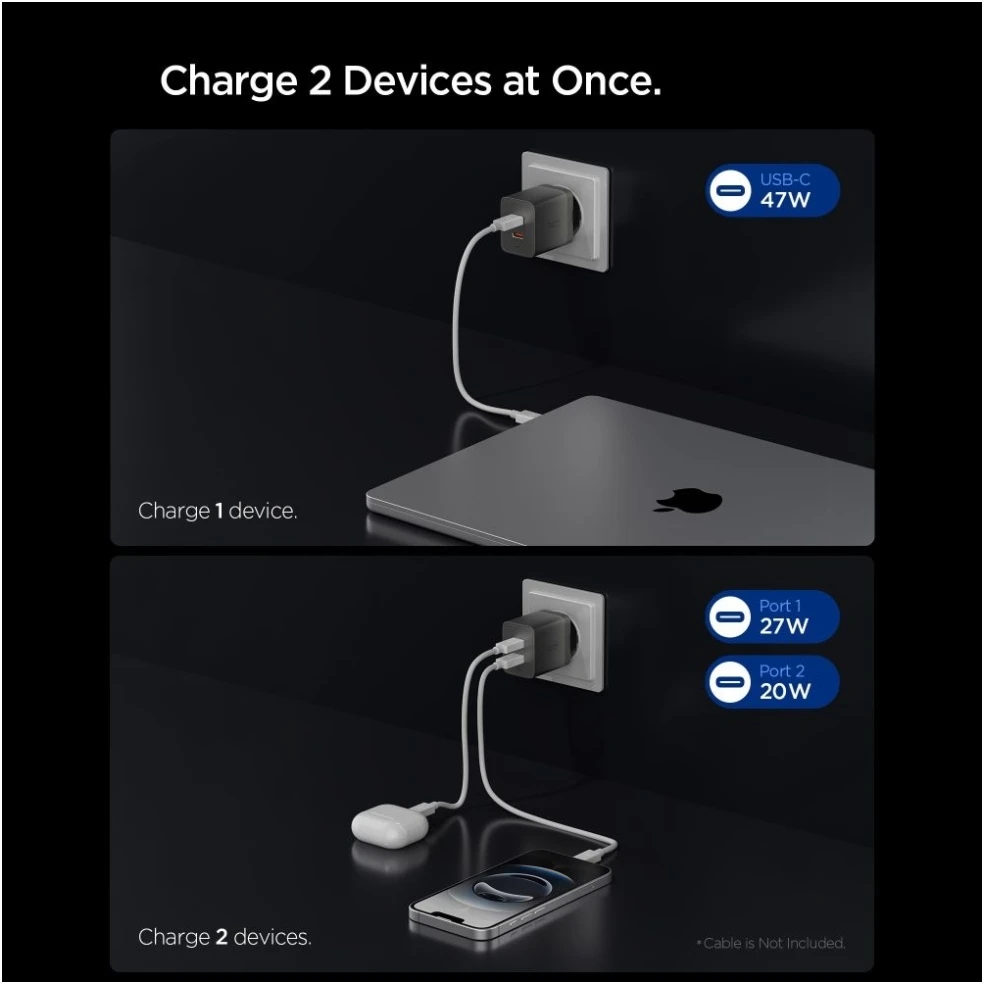 Spigen EE472EU-GAN ESSENTIAL 2 PRIEVADŲ TINKLO ĮKROVIKLIS 47W GUNMETAL