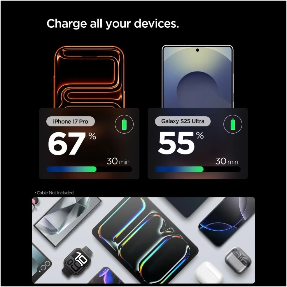 Spigen EE301EU-GAN ESSENTIAL 1 PRIEVADO TINKLO ĮKROVIKLIS 30W NATURAL TITANIUM