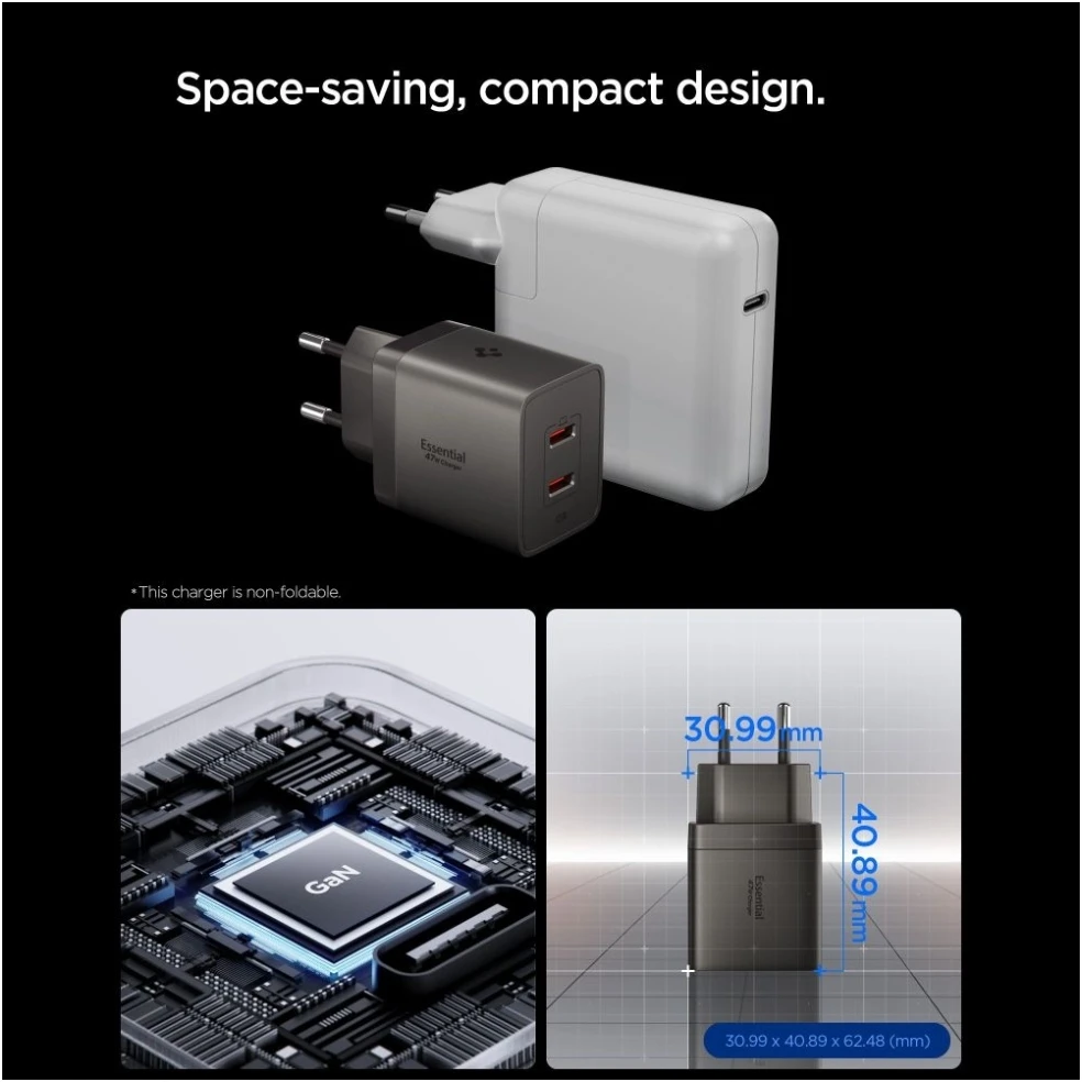Spigen EE472EU-GAN ESSENTIAL 2 PRIEVADŲ TINKLO ĮKROVIKLIS 47W GUNMETAL