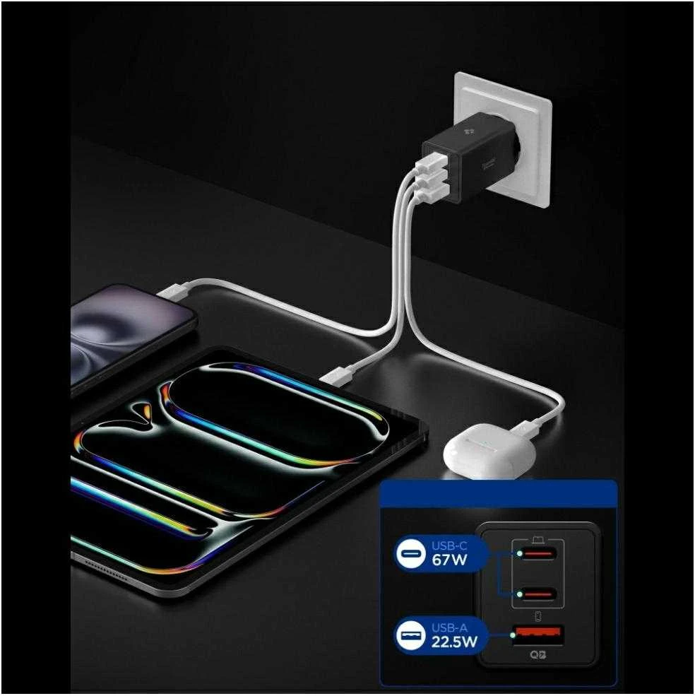 Įkroviklis Spigen Essential 67W Wall Charger EE673EU, juodas
