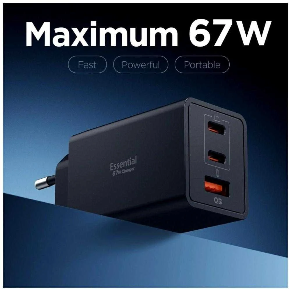 Įkroviklis Spigen Essential 67W Wall Charger EE673EU, juodas