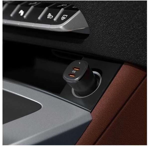 „Spigen ArcStation Essential EV502“ automobilinis įkroviklis, 2x USB-C, PD + QC3.0, 50W (juodas)