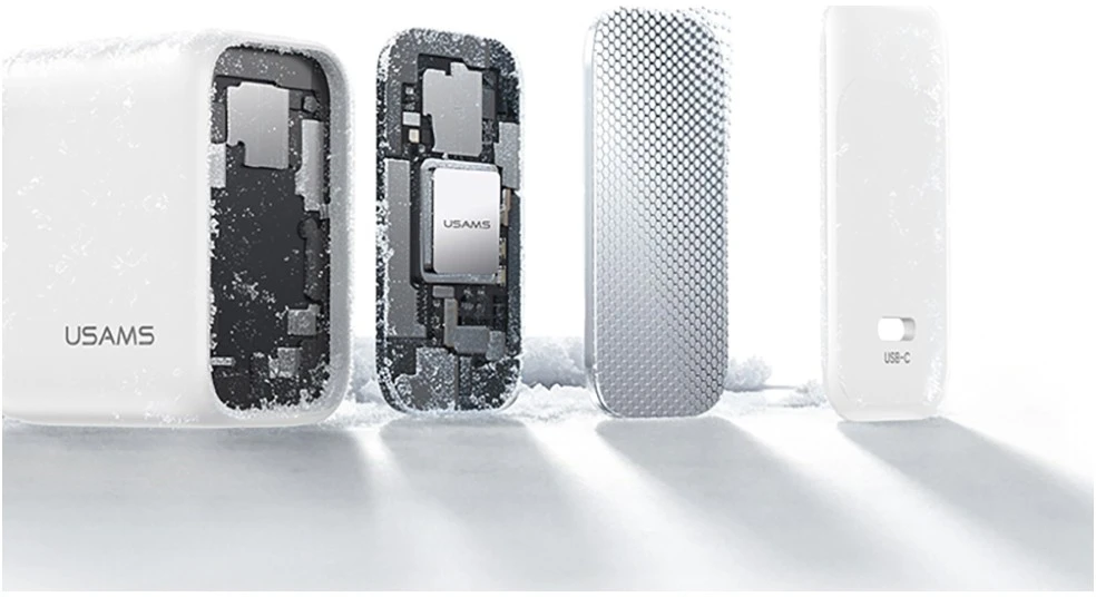 Įkroviklis jungiama į tinklą USAMS CC339 T76 45W GaN Fast Charger USB-C balta