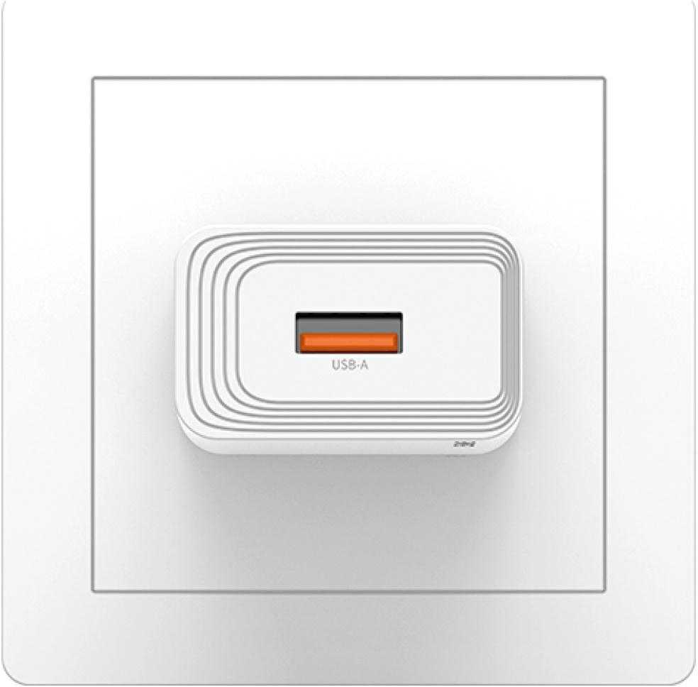 Laidinis įkroviklis USAMS T69 18W USB-A baltos spalvos