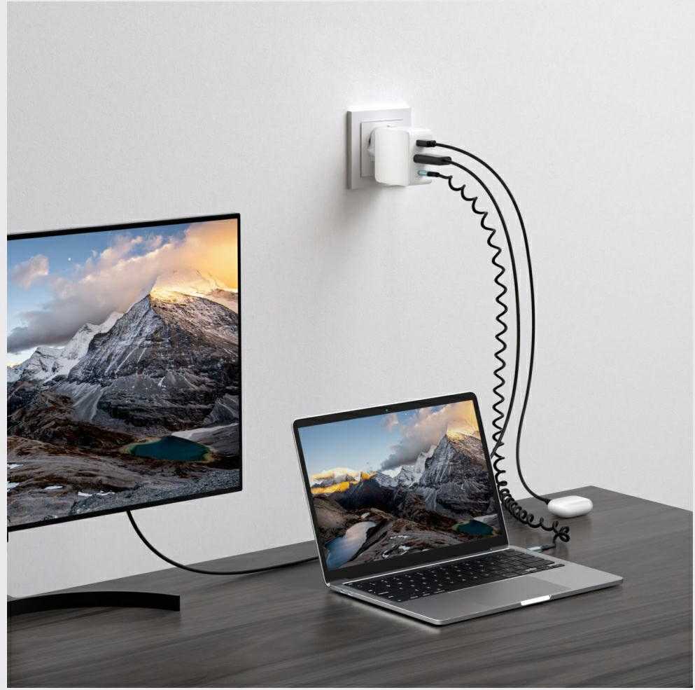 Įkroviklis podróży 4smarts Flex adapterHub 65W GaN USB-C/USB-A/HDMI balta
