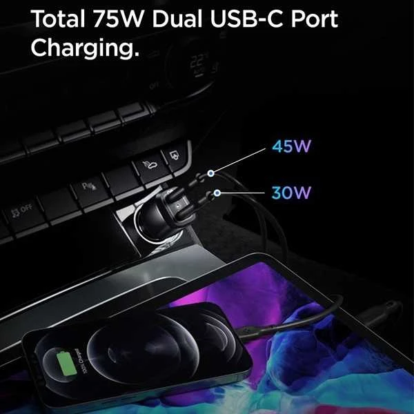 Įkroviklis Spigen PC2200 2x USB-C (ACP04581)