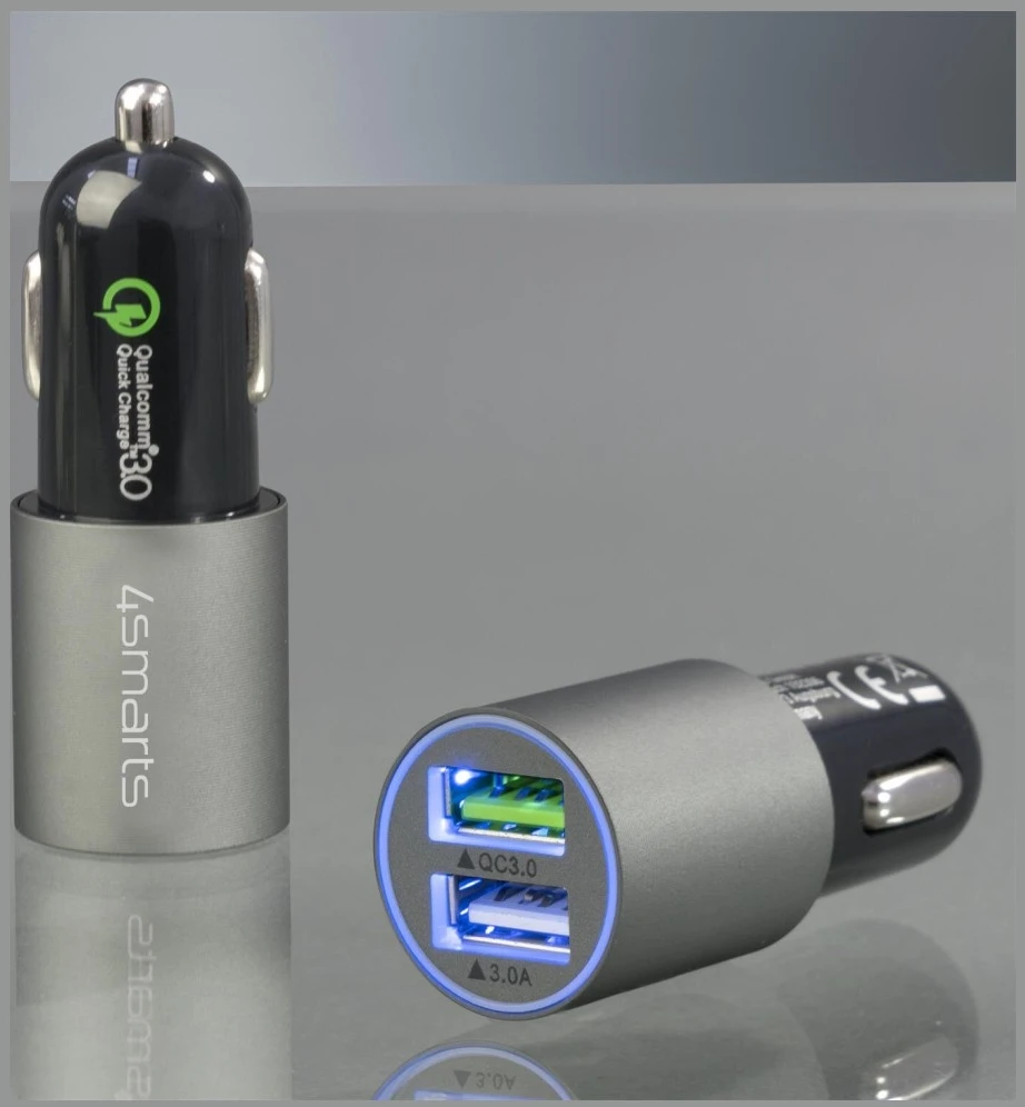 Trixie 4Smarts automobilinis įkroviklis Rapid 30W su greitu įkrovimu, matinis pilkas