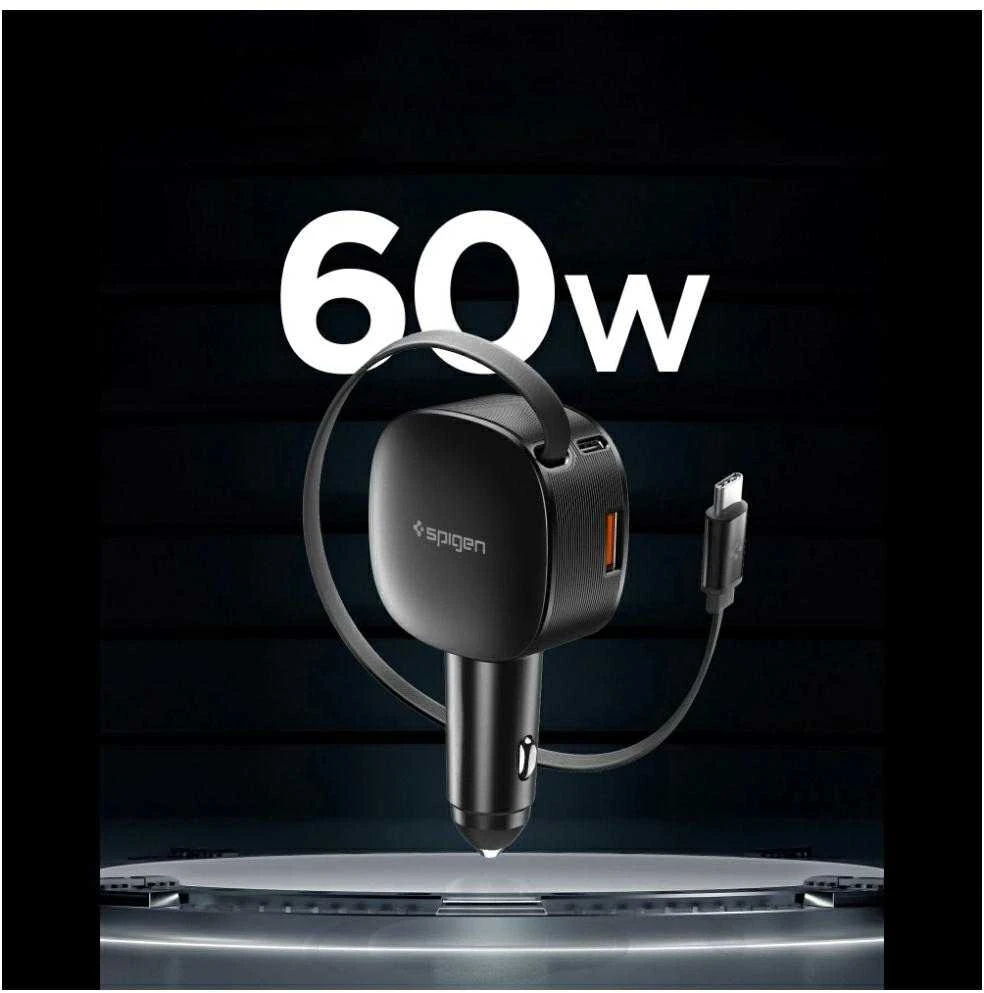 Automobilinis įkroviklis Spigen Essential 60W Car Charger EV603BT, juodas