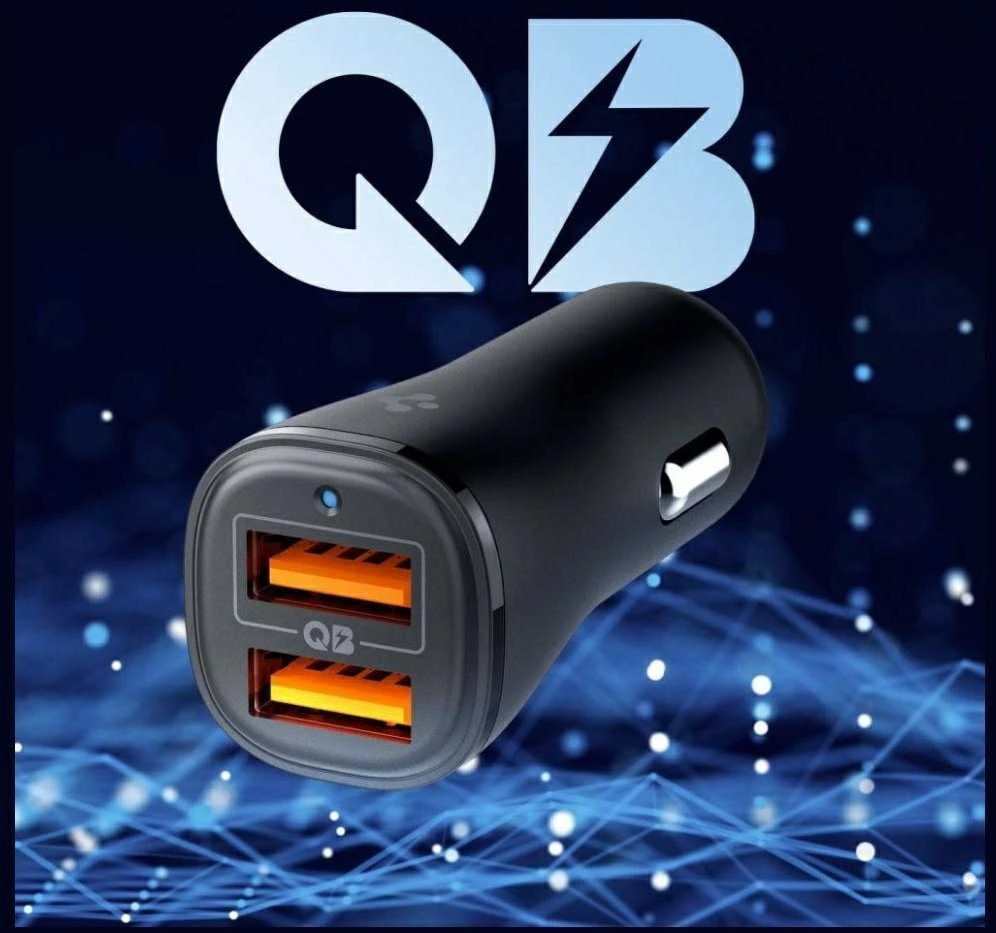Juodas 30W 2xUSB-A automobilinis įkroviklis „Spigen Essential EV302”
