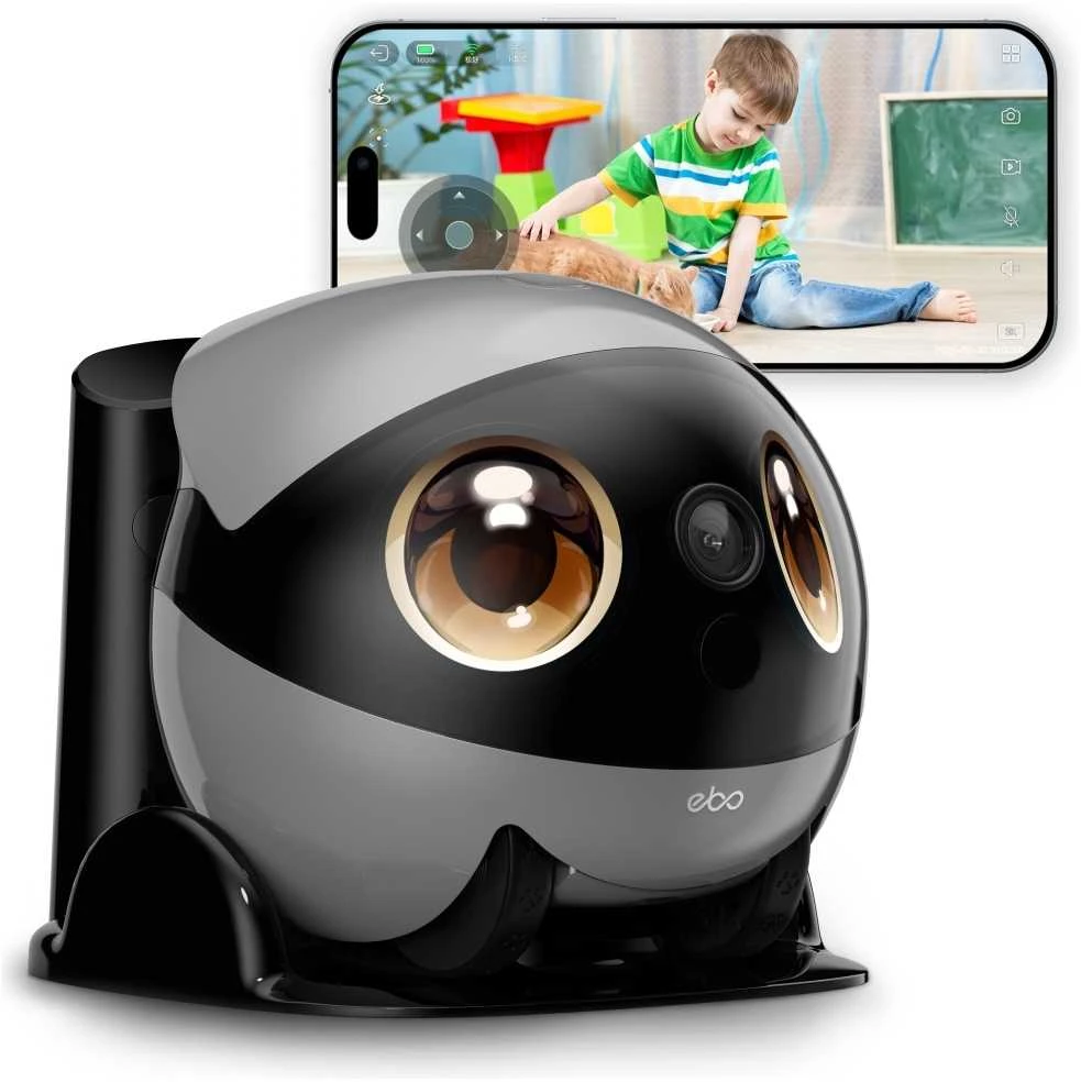 Namų robotas kompanijonas Enabot EBO Air 2 Plus FamilyBot su stebėjimo ir skambučių funkcija, pilkas