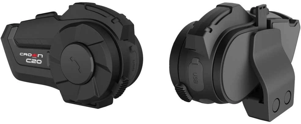 Motorcycle intercom Crown C20 Bluetooth 5.1 juodos spalvos