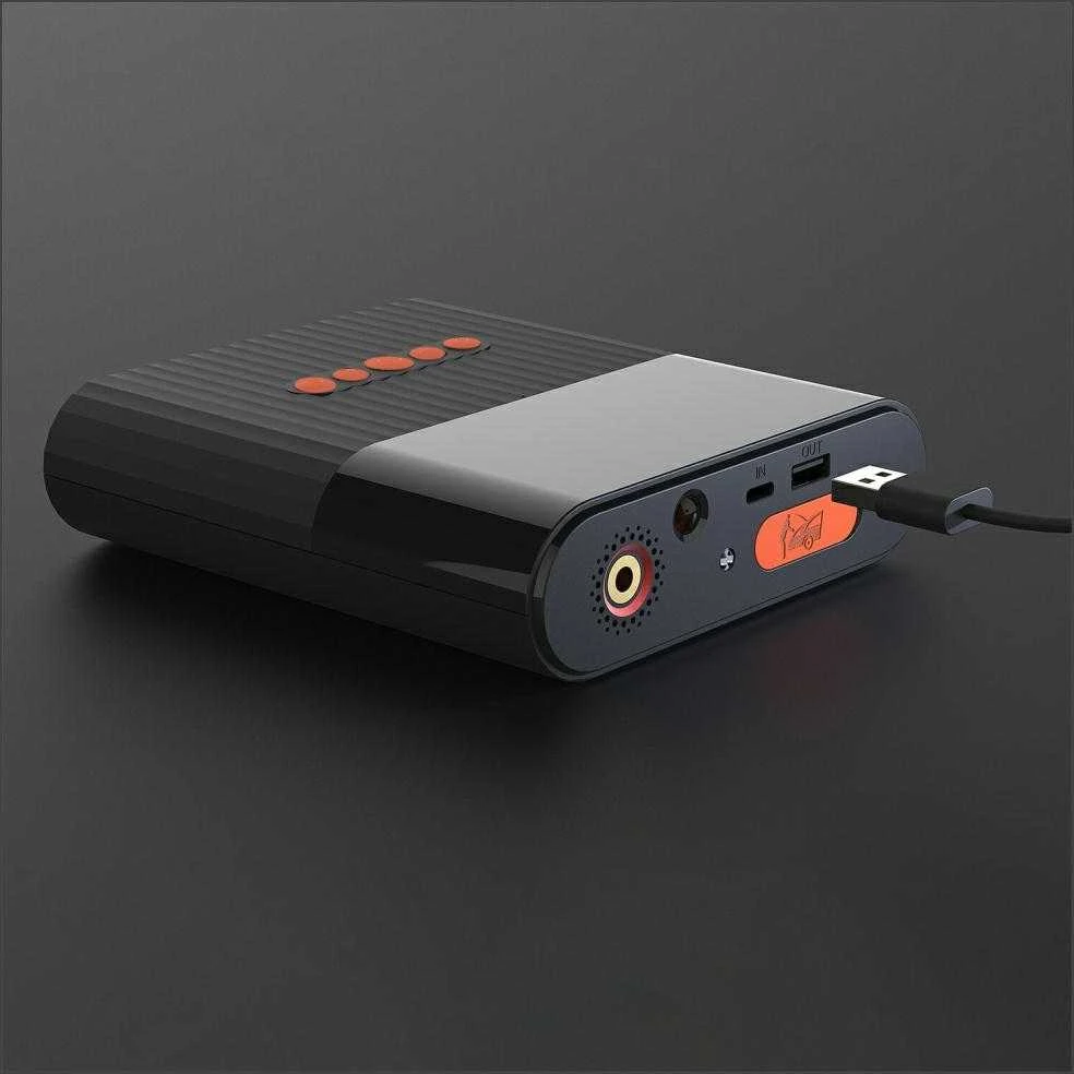 Įkroviklis „4smarts PitStop+“ 8800 mAh su kompresoriumi ir žibintuvėliu, juodos spalvos