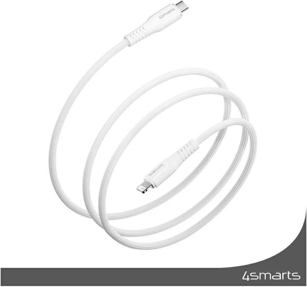 4smarts Lightning–USB-C MFI kabelis 30W 1.5m baltas
