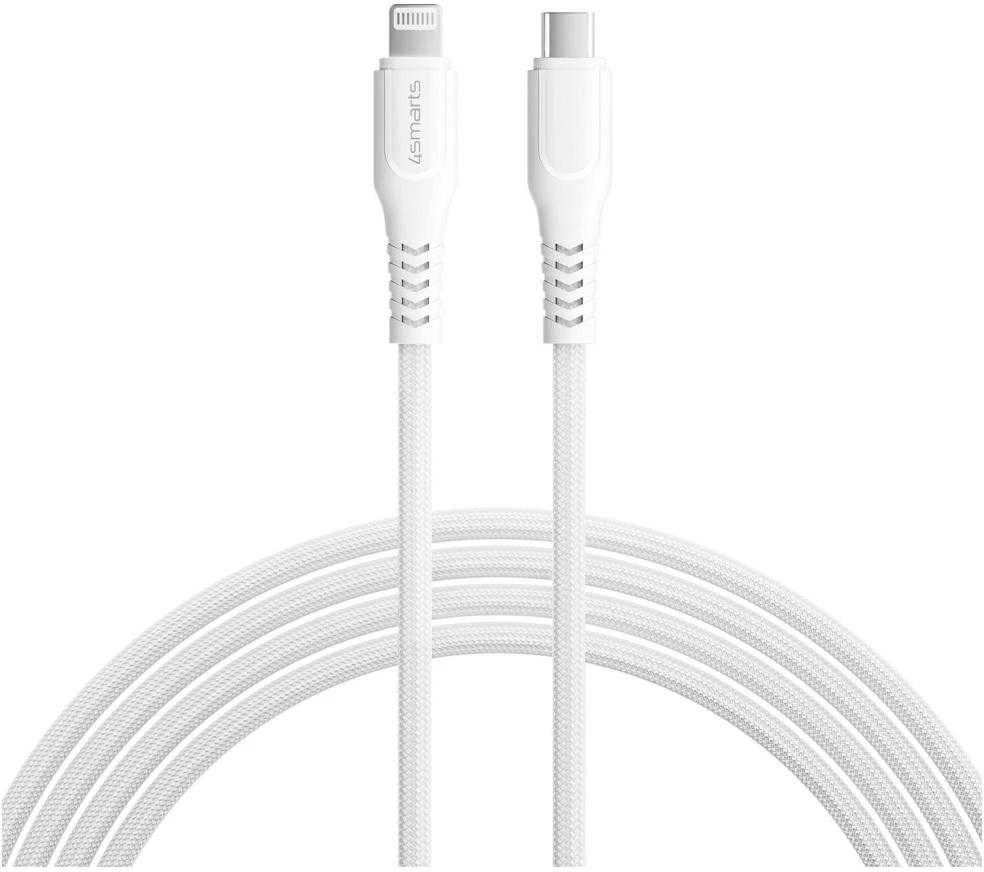 4smarts Lightning–USB-C MFI kabelis 30W 1.5m baltas
