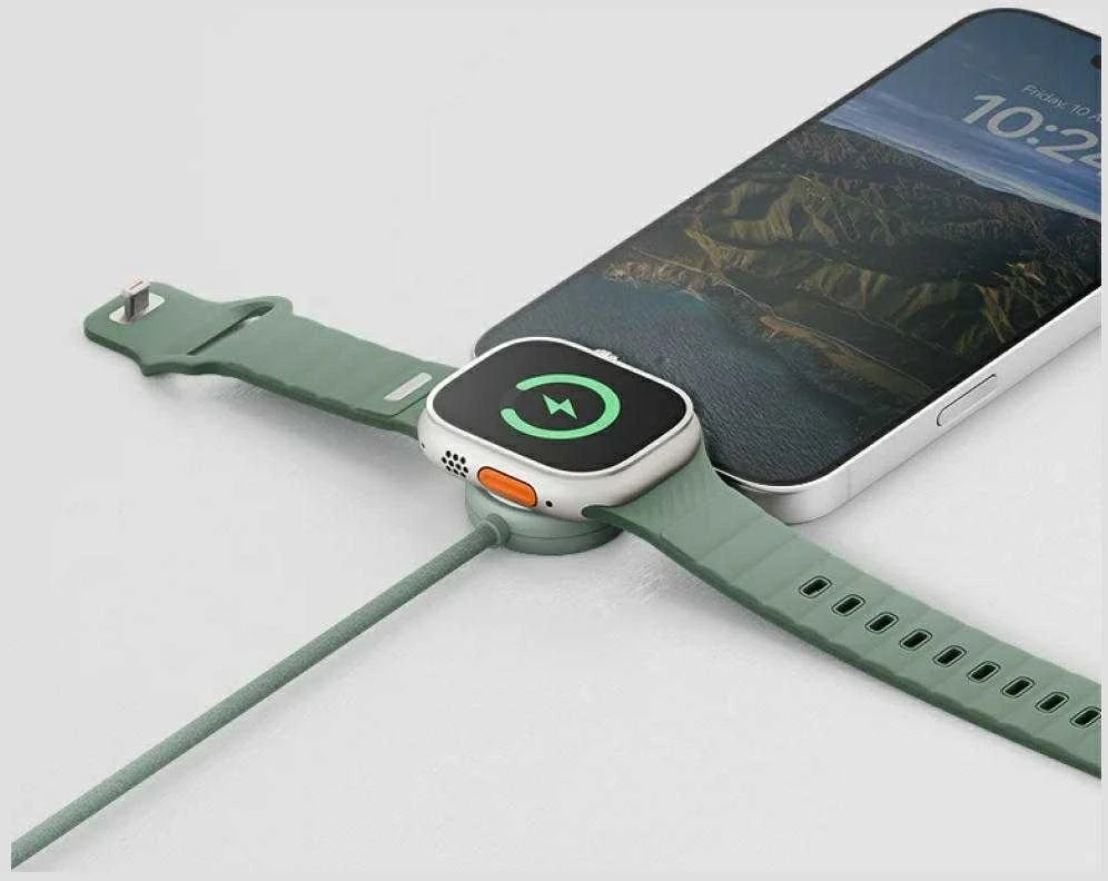 „Energea Flow Duo Watch 2-in-1“ laidas USB-C į USB-C + „Apple Watch“ įkroviklis, 480 Mb/s, 60 W, 1,5 m, oranžinis