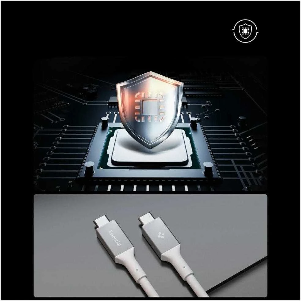 „Spigen Essential“ USB C į USB C 100 W laidas, baltas EB10010CC