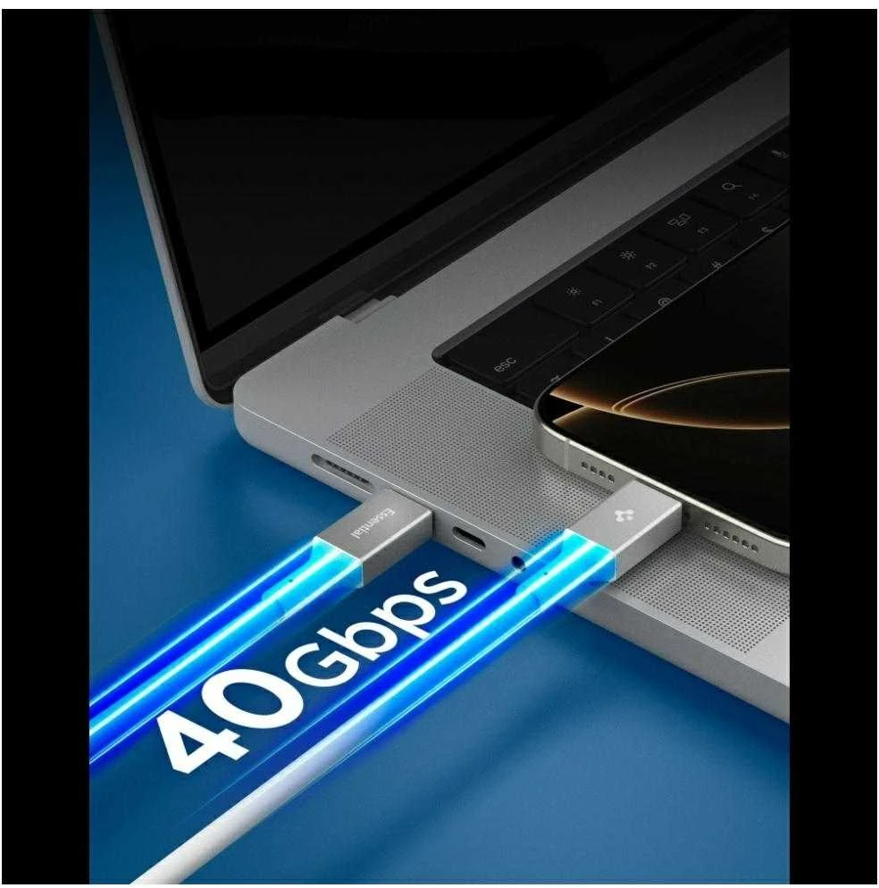 „Spigen Essential“ USB C į USB C 100 W laidas, baltas EB10010CC