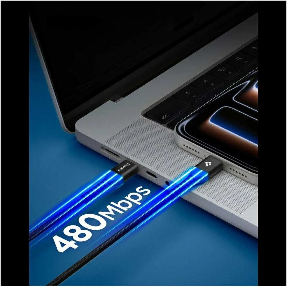 Spigen EB10010CCA Essential USB-C / USB-C 100W 100CM Cable - Juodas