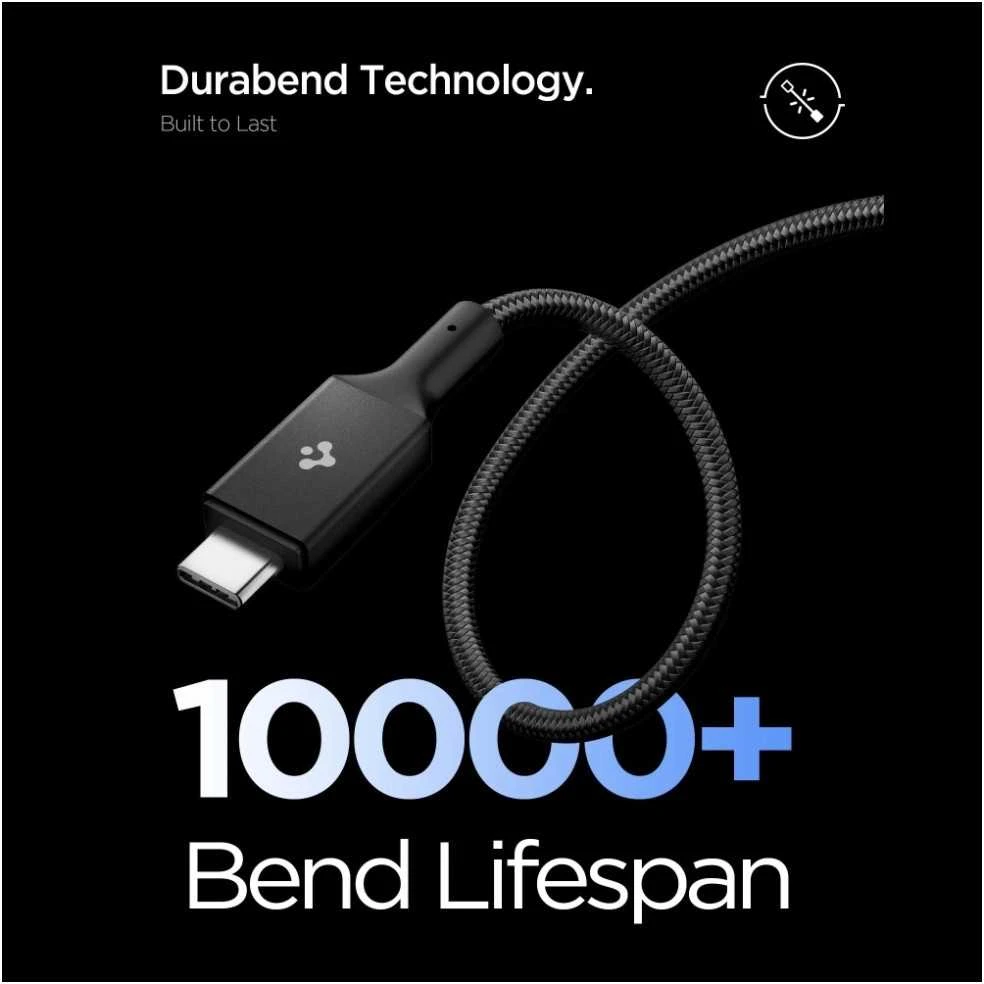 Spigen Essential USB C to USB C 100W Fabric Cable, juodas EB10015CC